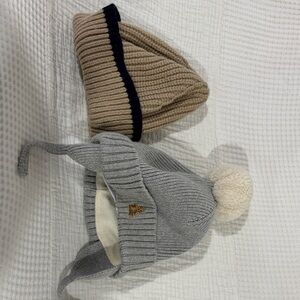 GAP Kids' Knit Hat Set - Gray and Tan 6-12 months